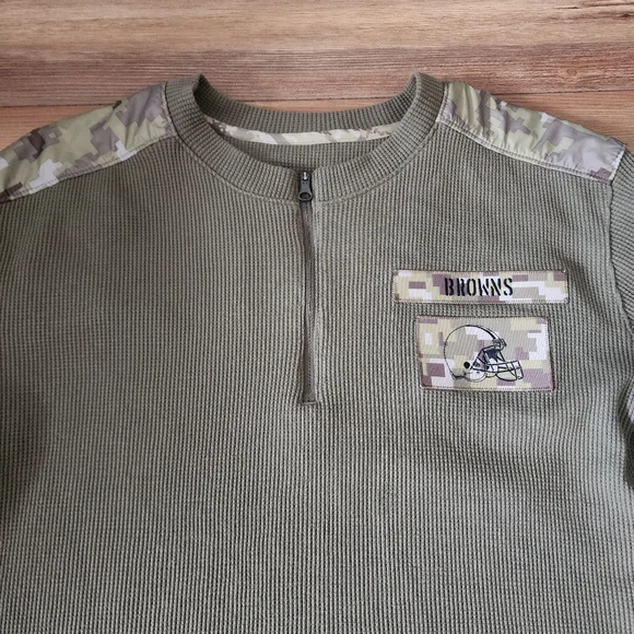 Nike Men's M Olive Cleveland Browns 2021 Salute To Service Henley Long Sleeve - Picture 6 of 13